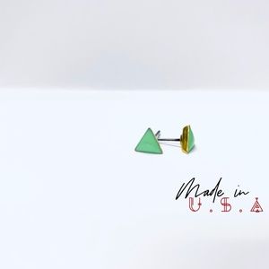 Triangle Gold Base Earring - Mint Green